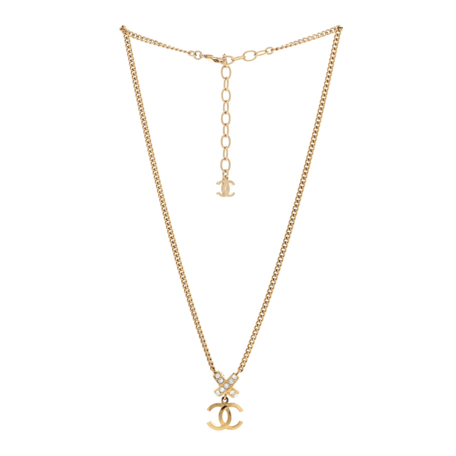 Chanel Resin Crystal CC Heart Necklace Pearly White Gold 6 of 7