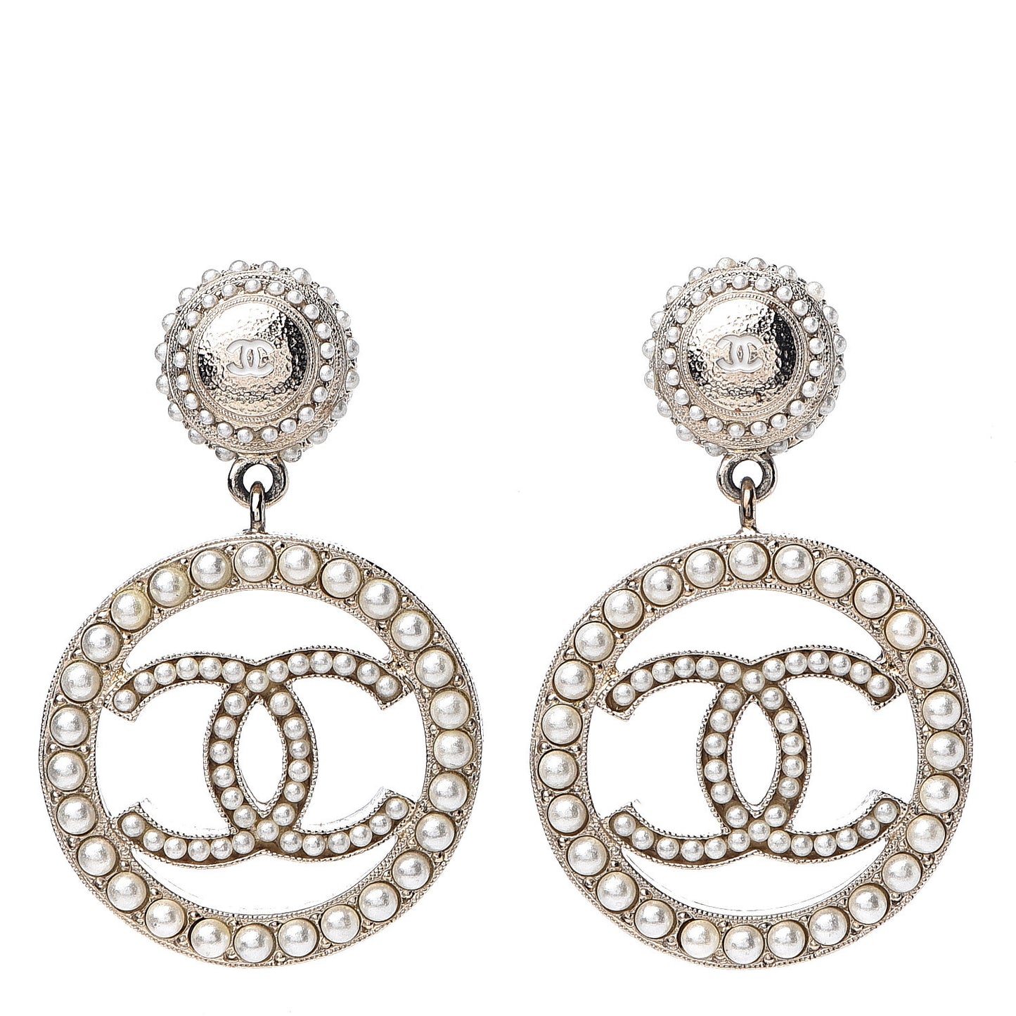 Pearl CC Drop Earrings Light Gold