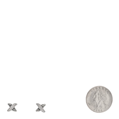 David Yurman Sterling Silver Diamond 8mm X Earrings 2 of 4