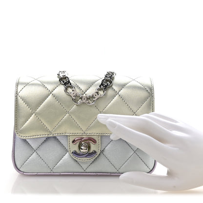 Chanel Gradient Metallic Calfskin Quilted Clutch Silver Blue Yellow Purple 2 of 8