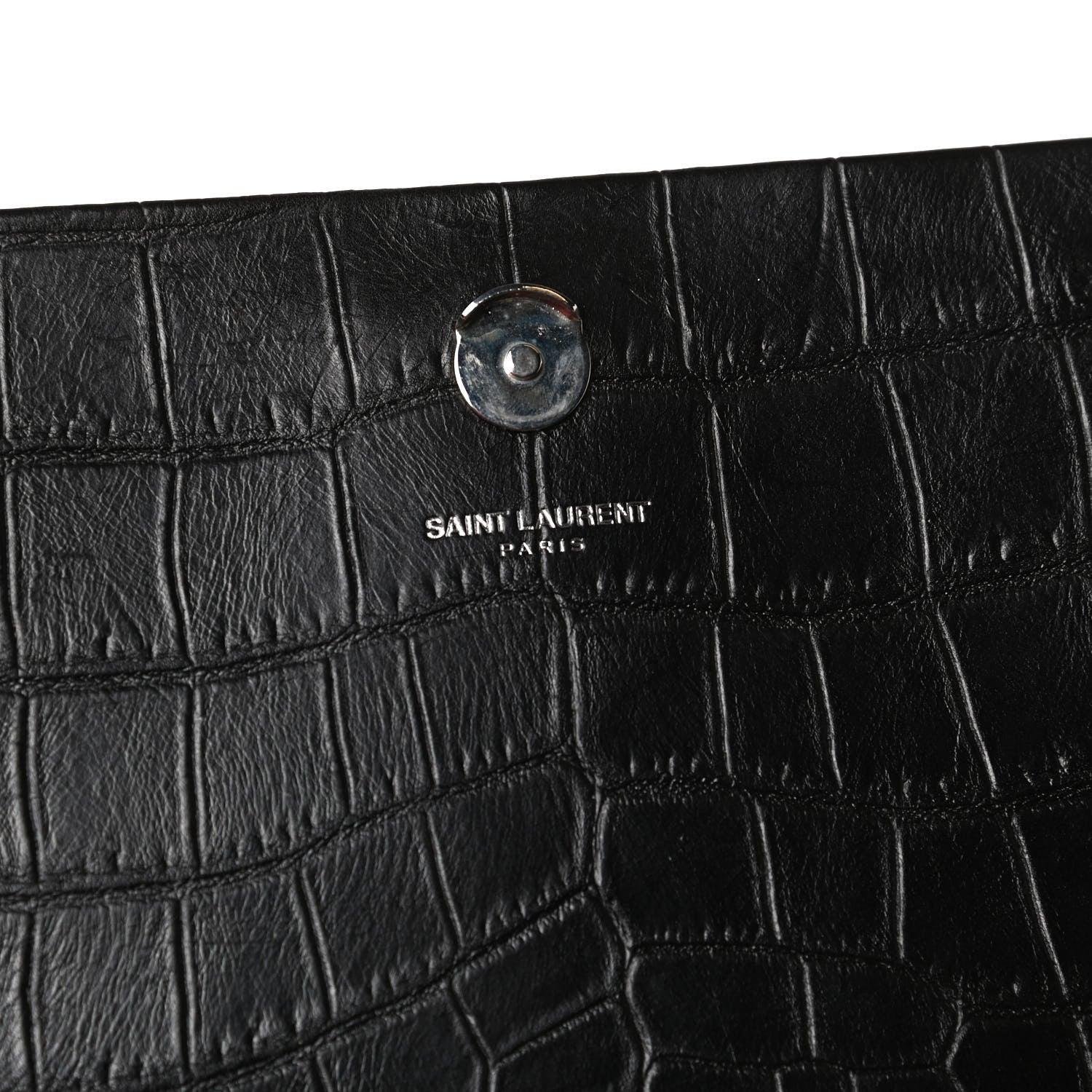 Saint Laurent Calfskin Crocodile Embossed Medium Classic Monogram Kate Tassel Satchel Black 13 of 13