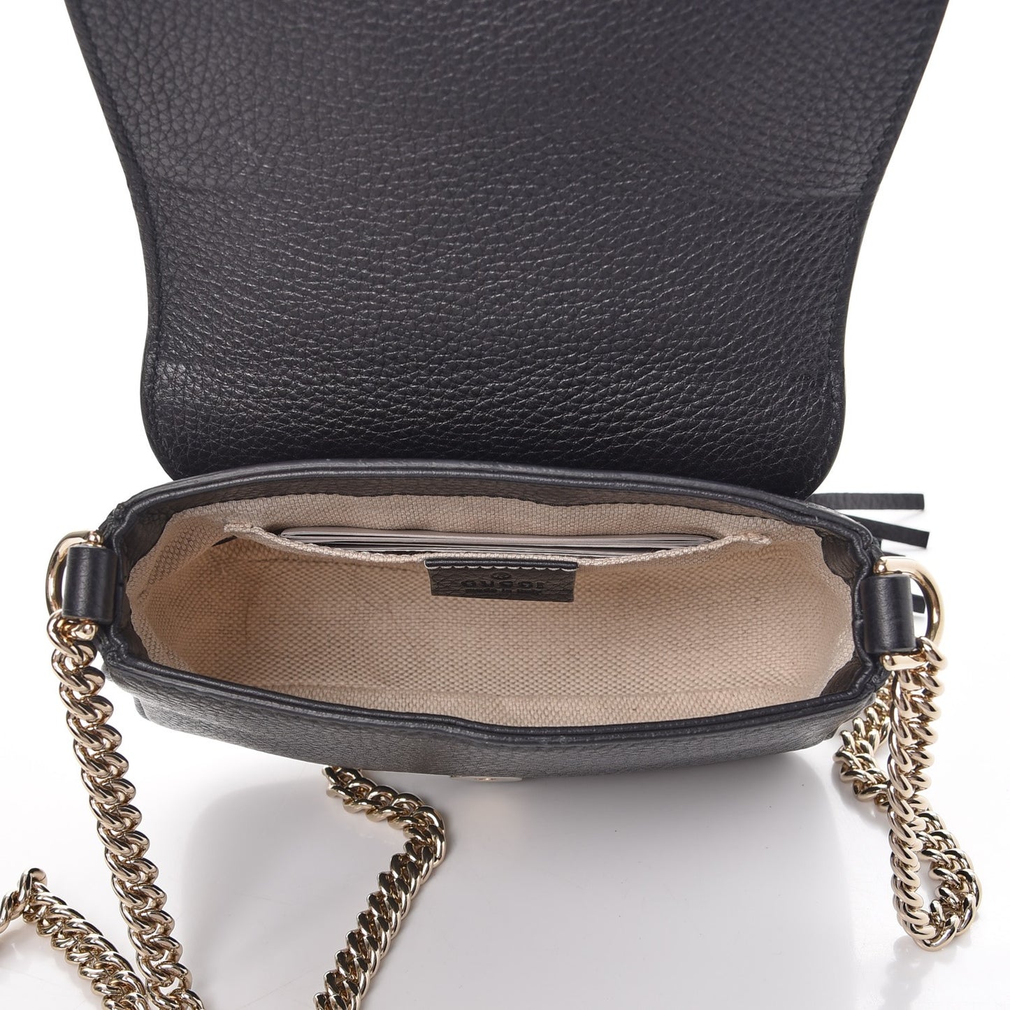 Pebbled Calfskin Small Soho Flap Crossbody Black