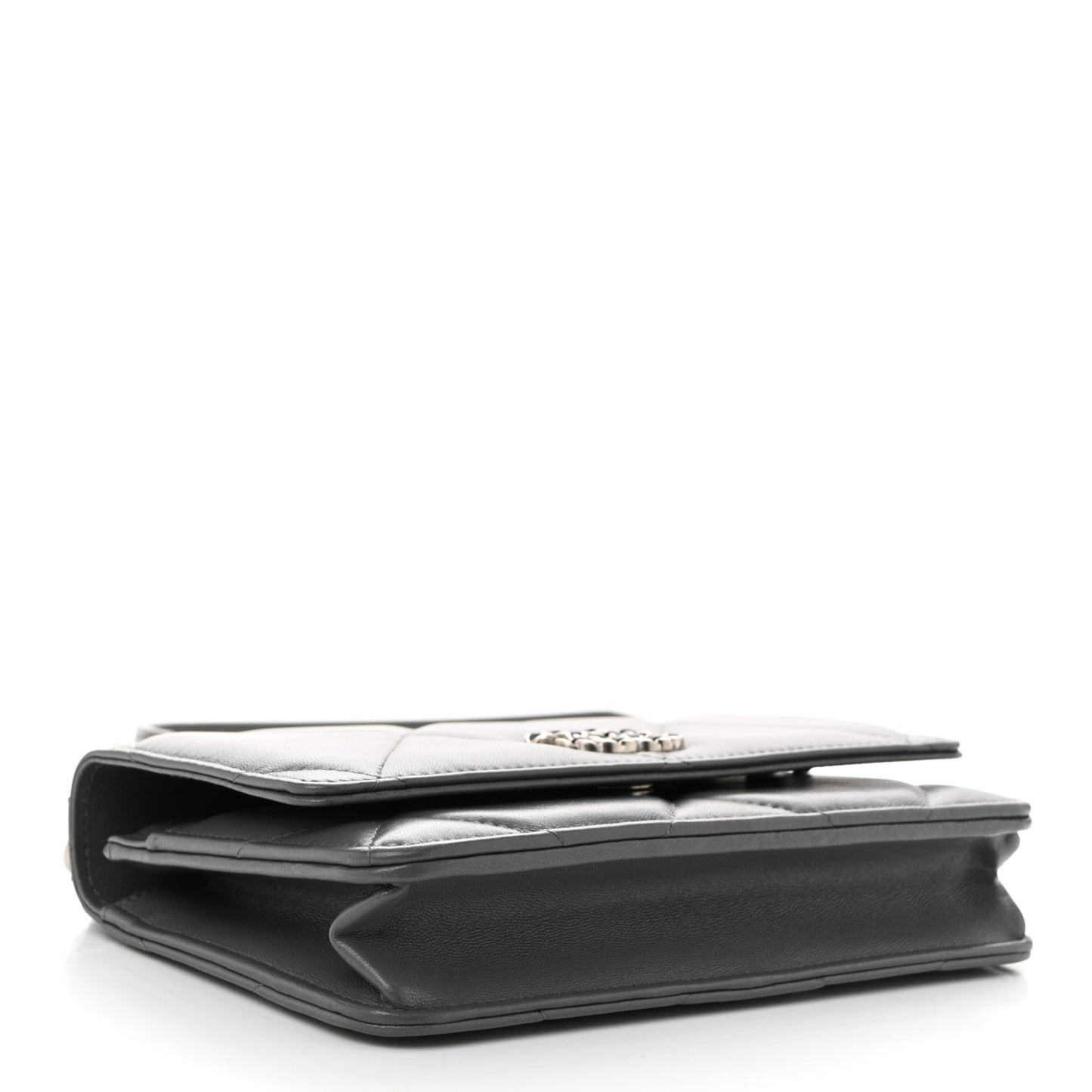 Lambskin Quilted Chanel 19 Wallet On Chain WOC Dark Grey