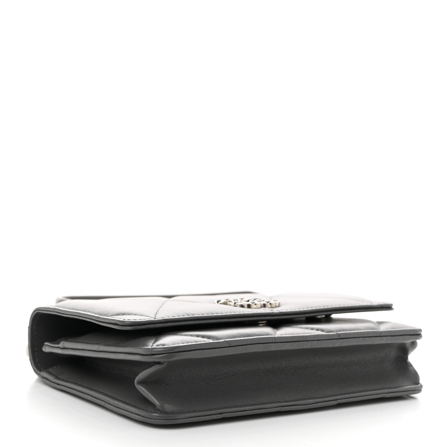 Chanel Lambskin Quilted Chanel 19 Wallet On Chain WOC Dark Grey 4 of 11
