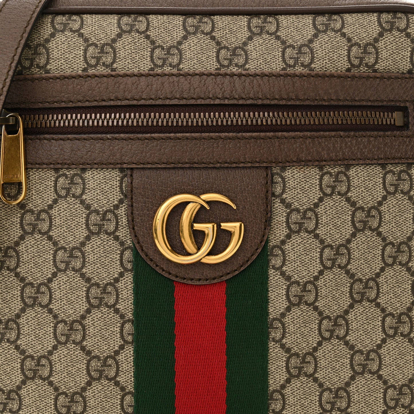 GG Supreme Monogram Web Small Ophidia Messenger Bag Brown
