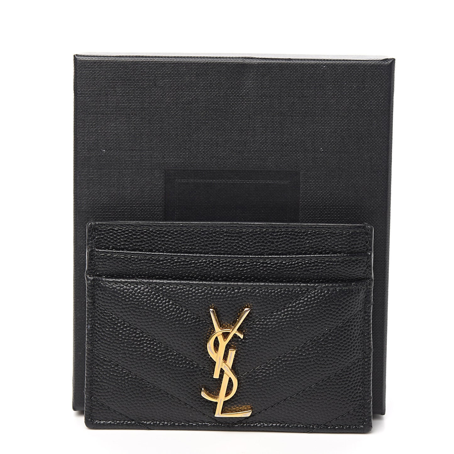 Grain De Poudre Matelasse Chevron Monogram Credit Card Case Black