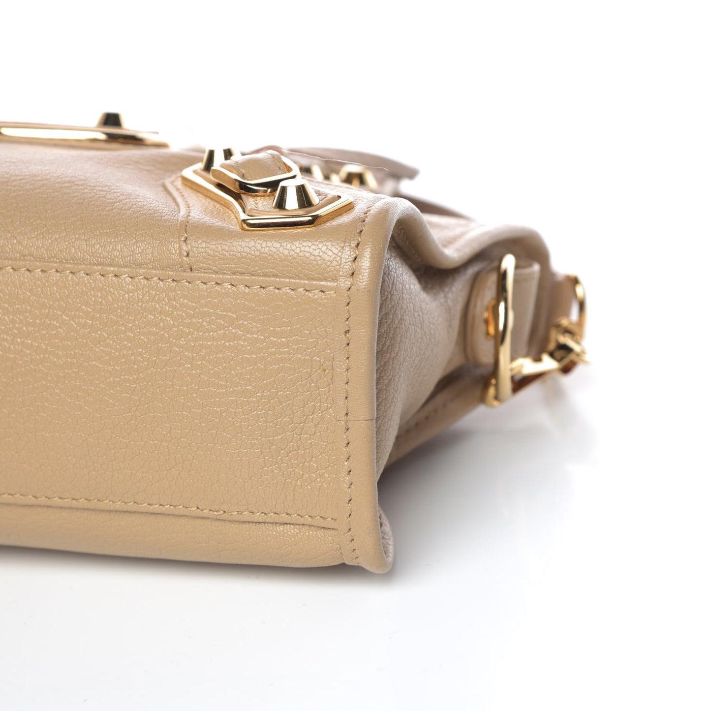 Chevre Gold Metallic Edge Hardware Mini City Beige Oryx