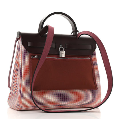 Hermes Criss Viking Vache Hunter Herbag Zip Retourne 31 PM Ecru Brique Anemone Rouge Sellier 4 of 10