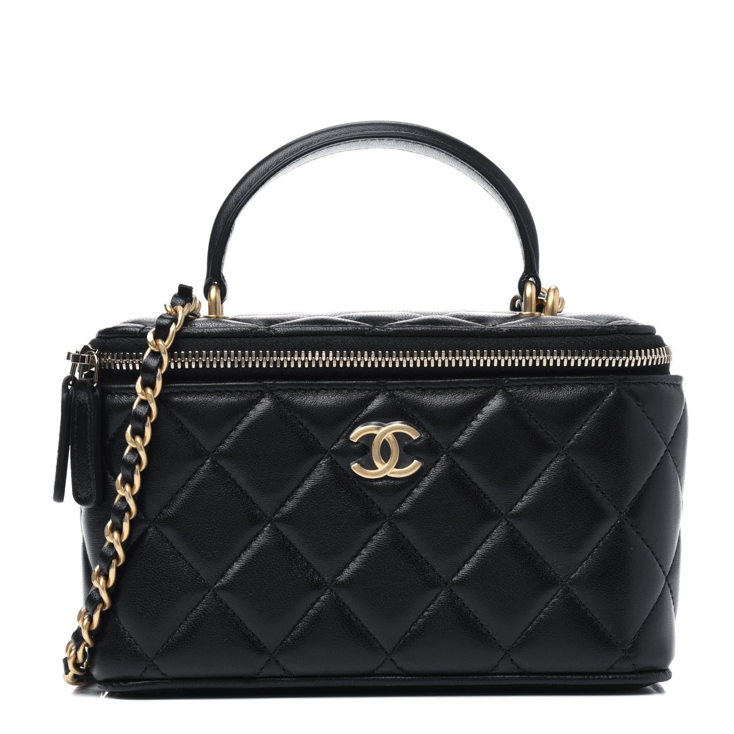 Chanel Lambskin Quilted Small Top Handle Vanity Case With Chain Black 1 of 12