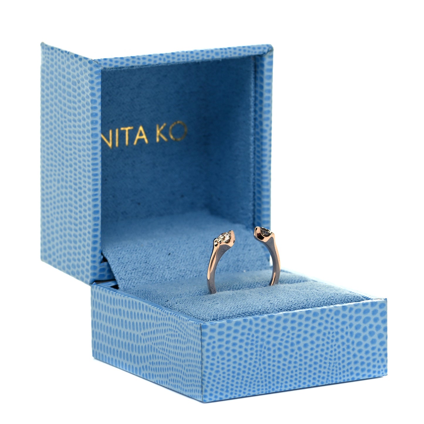 18K Rose Gold Diamond Orbit Split Ring 53 6.5