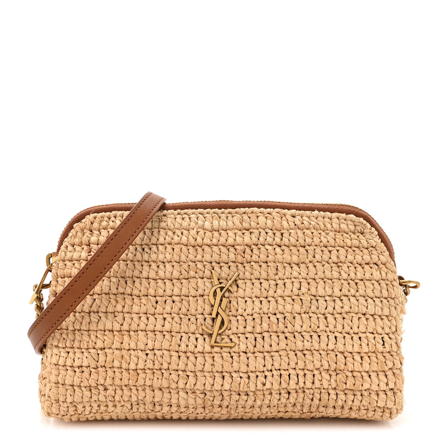 Saint Laurent Raffia Calfskin Gaby Crossbody Bag Natural Brick 1 of 11