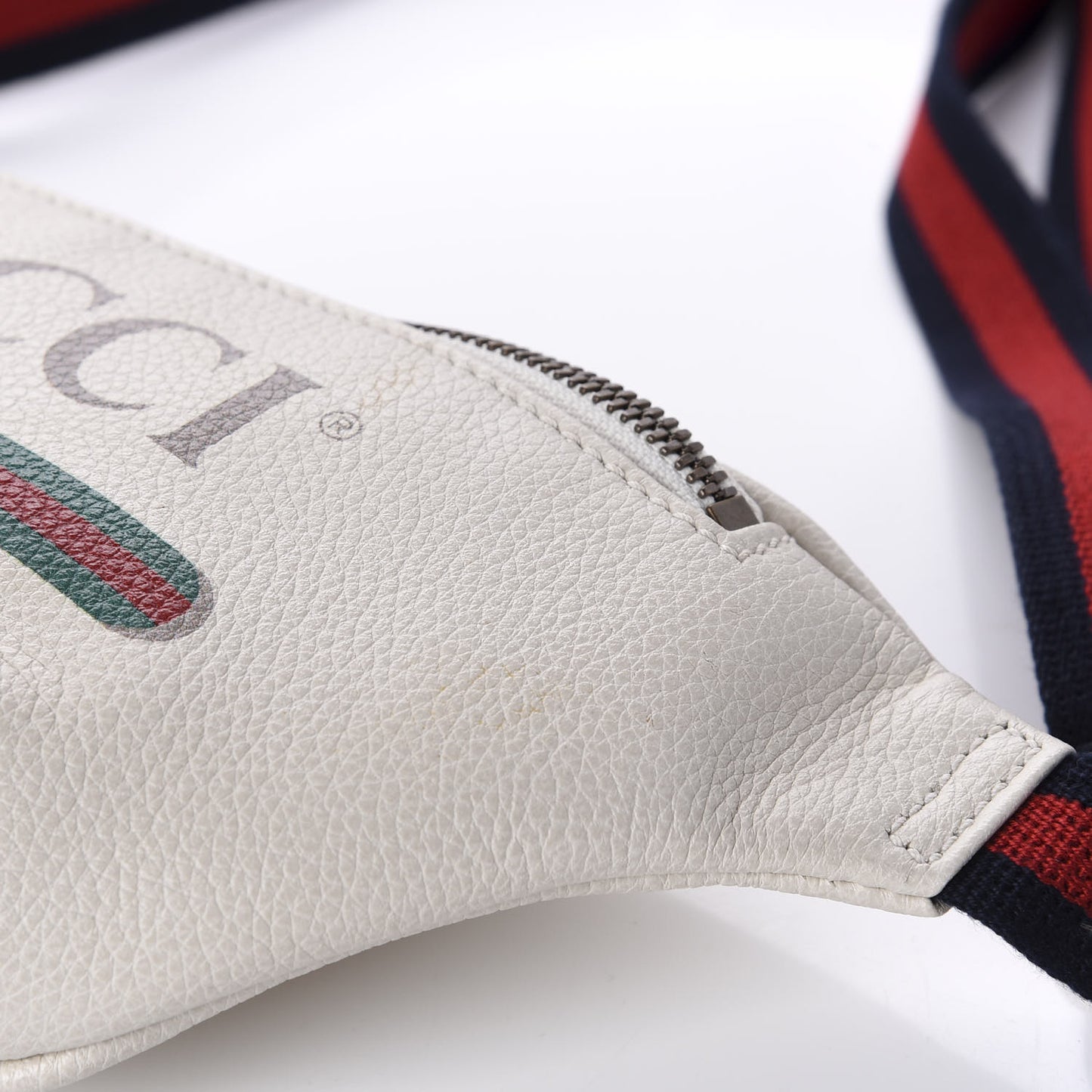 Grained Calfskin Small Logo Belt Bag White