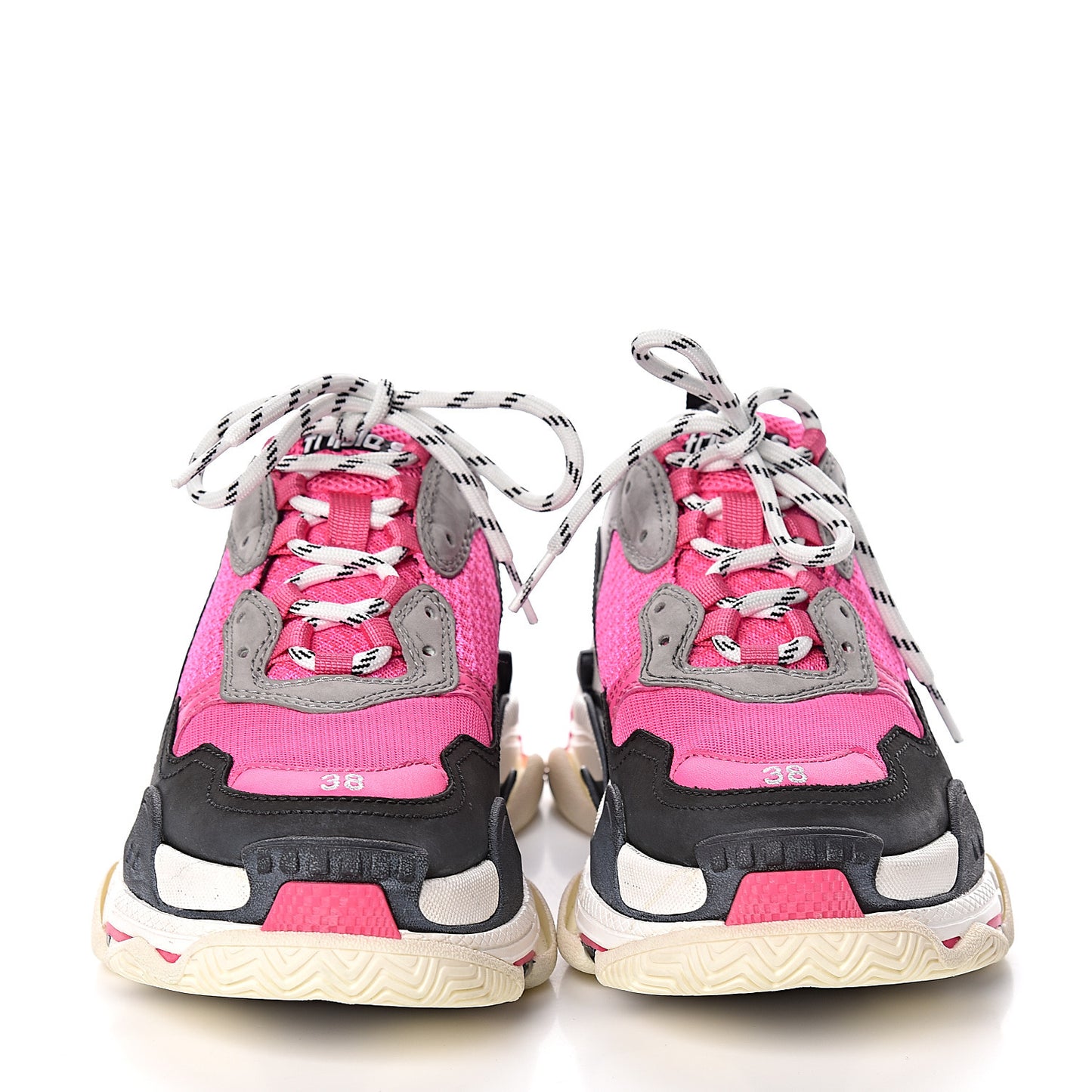 Fabric Mesh Womens Triple S Sneakers 38 Fluo Pink Grey White