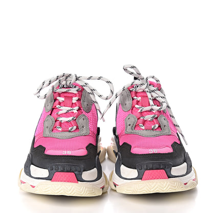 Balenciaga Fabric Mesh Womens Triple S Sneakers 38 Fluo Pink Grey White 2 of 9