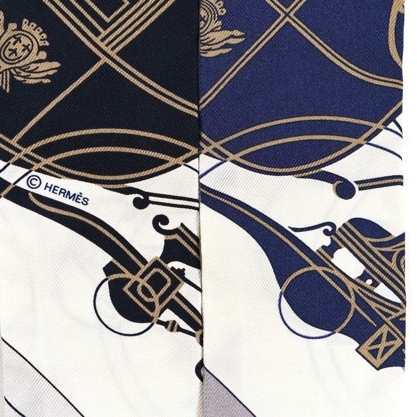 Silk Ex-Libris Twilly White Marine Gris