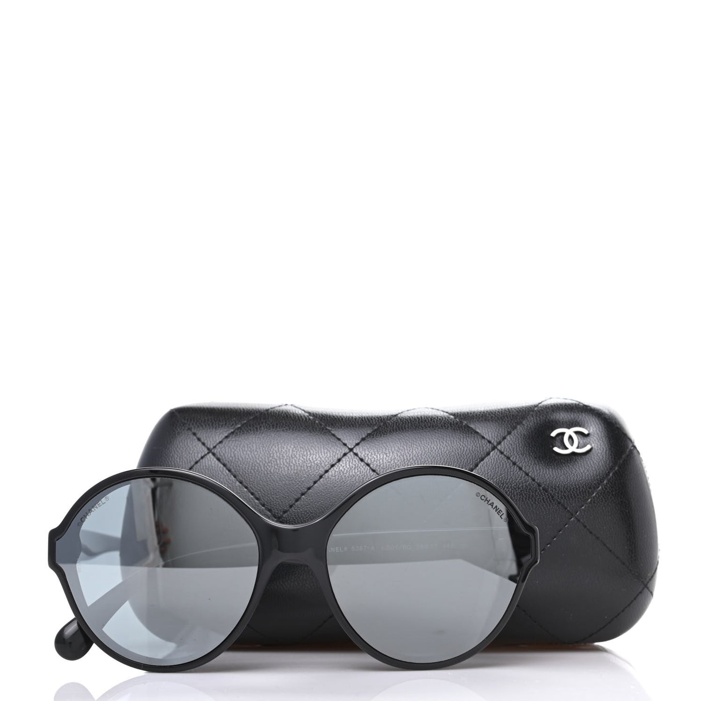 Acetate Mirrored Round Sunglasses 5837 Black
