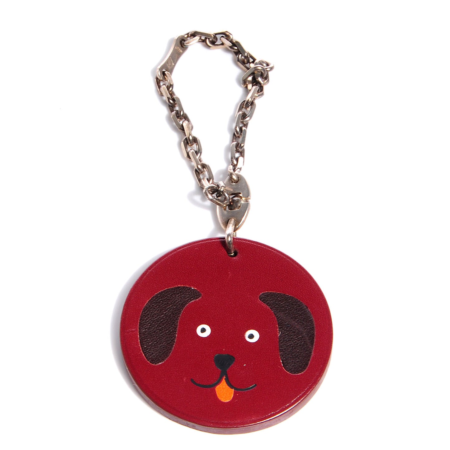 Veau Box Dog Key Chain Bag Charm Rouge H