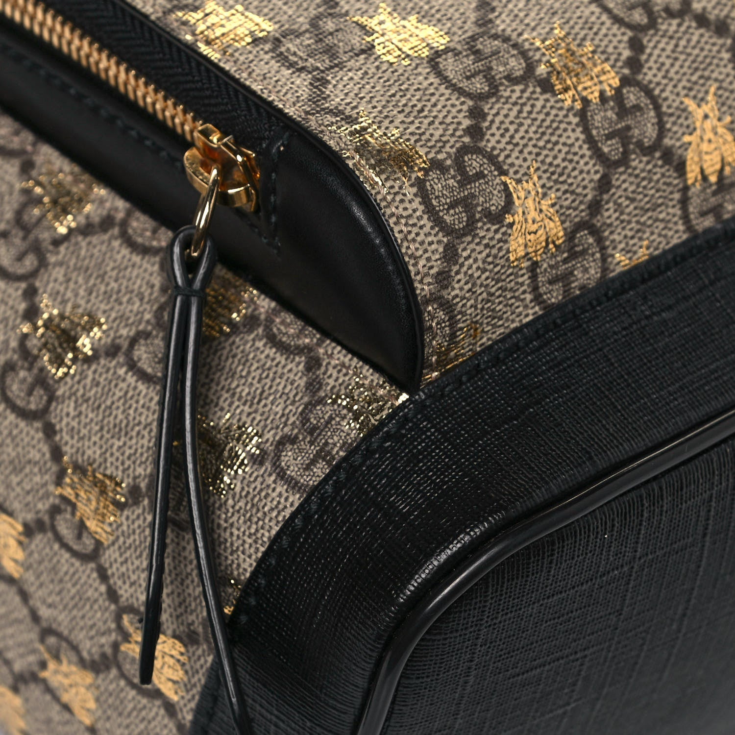Gucci GG Supreme Monogram Bees Print Small Day Backpack Beige Oro Black 8 of 12