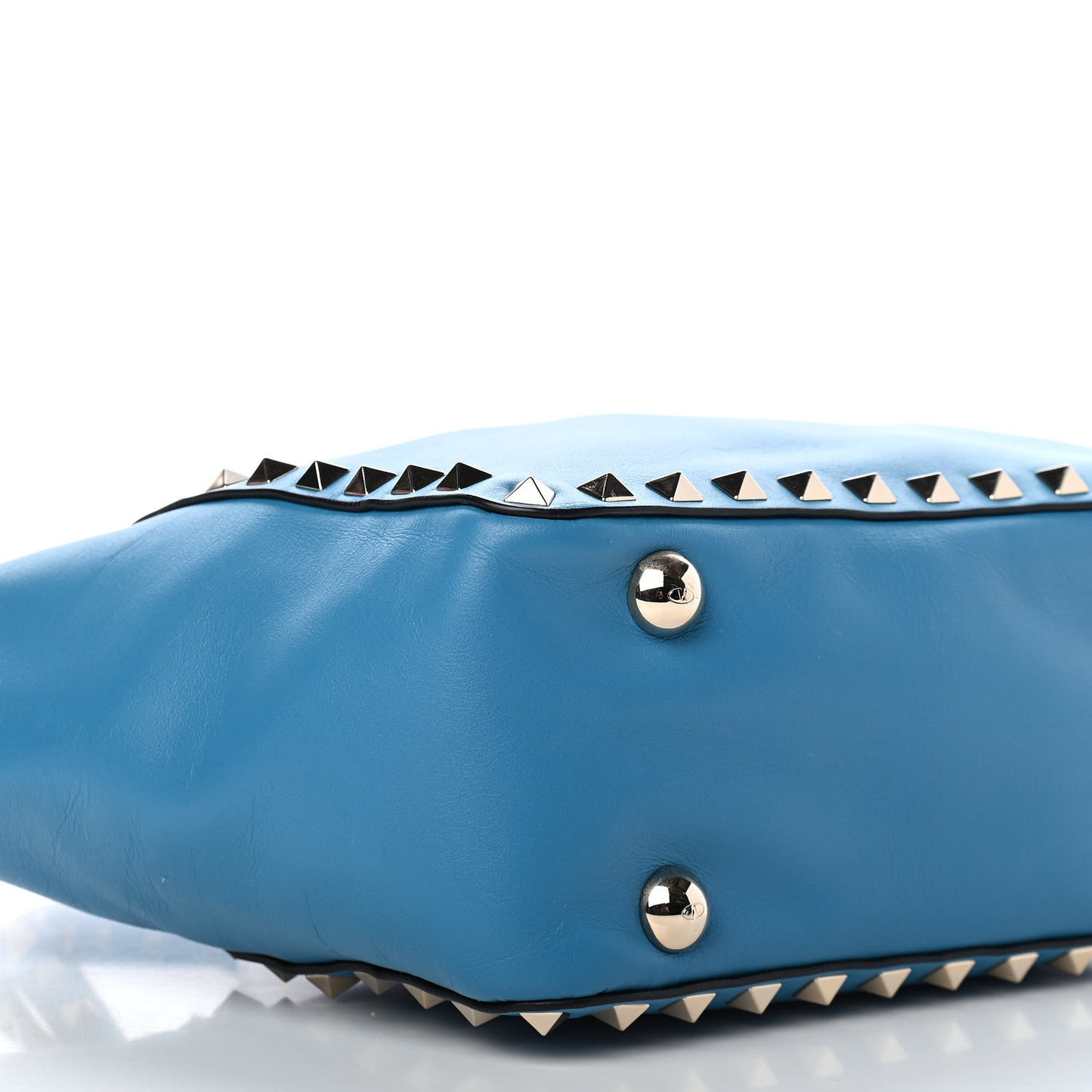 Vitello Mini Rockstud Tote Light Blue