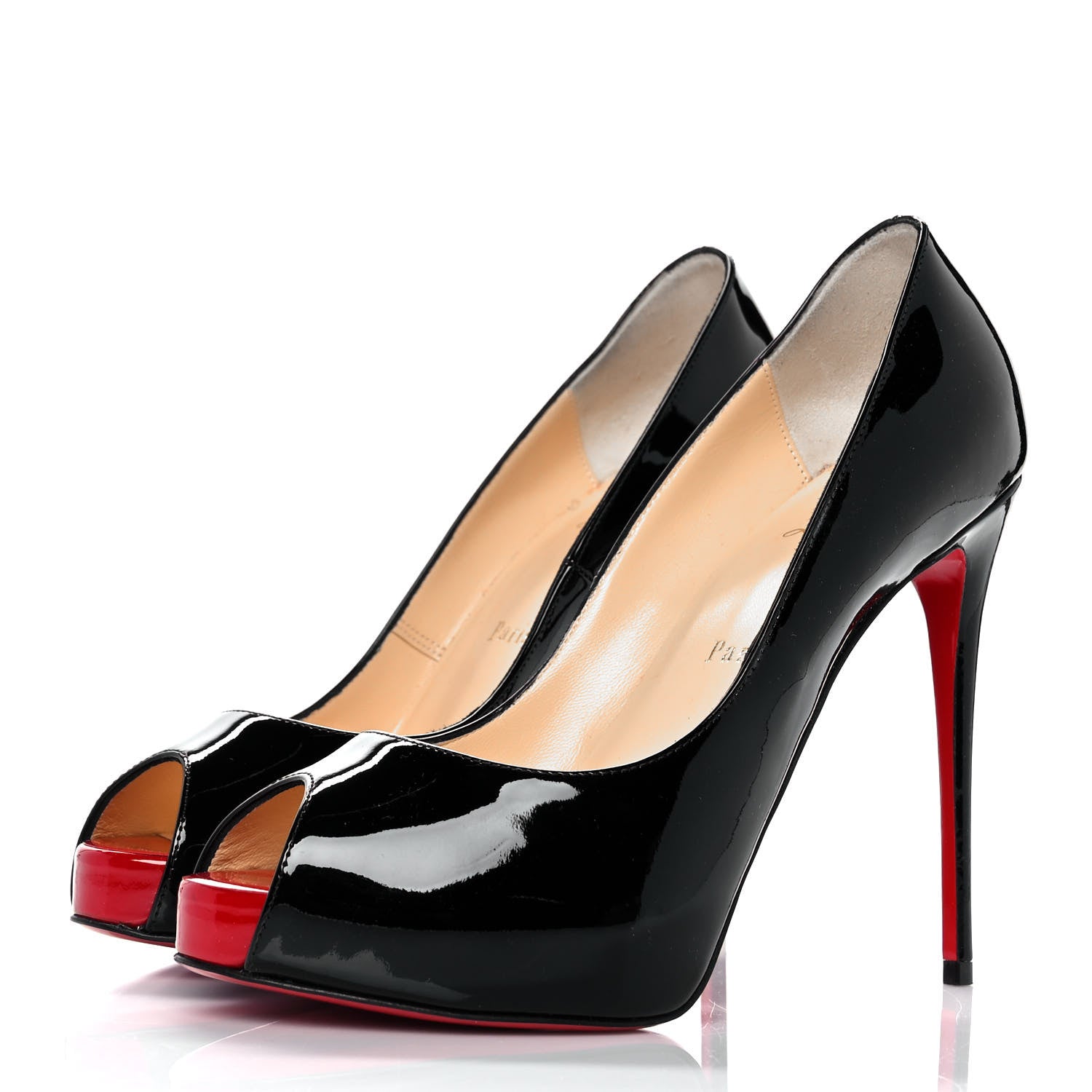 Christian Louboutin Patent New Very Prive 120 Pumps 37 Black Red 3 of 8