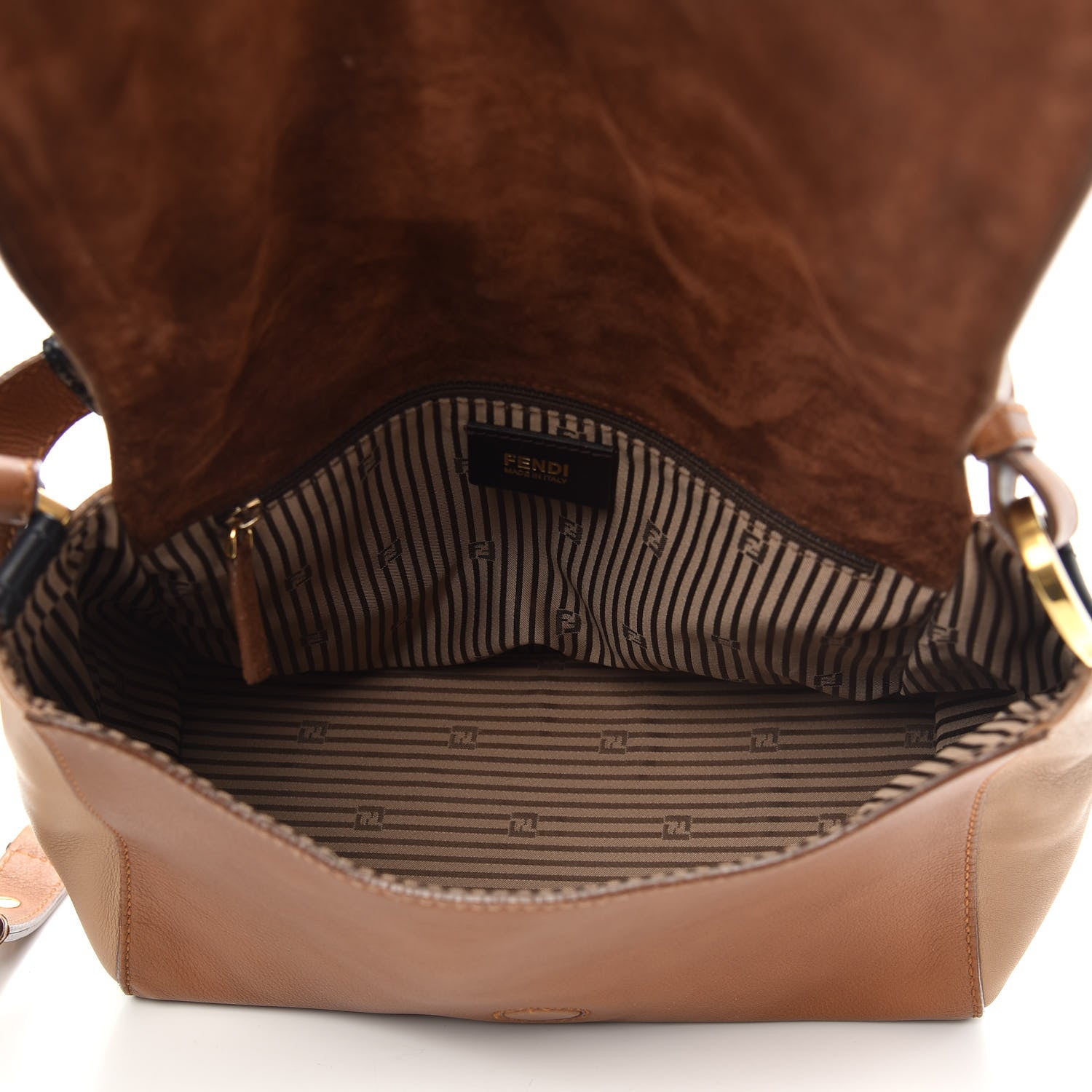 Fendi Calfskin Colorblock Anna Shoulder Bag Brown 6 of 11