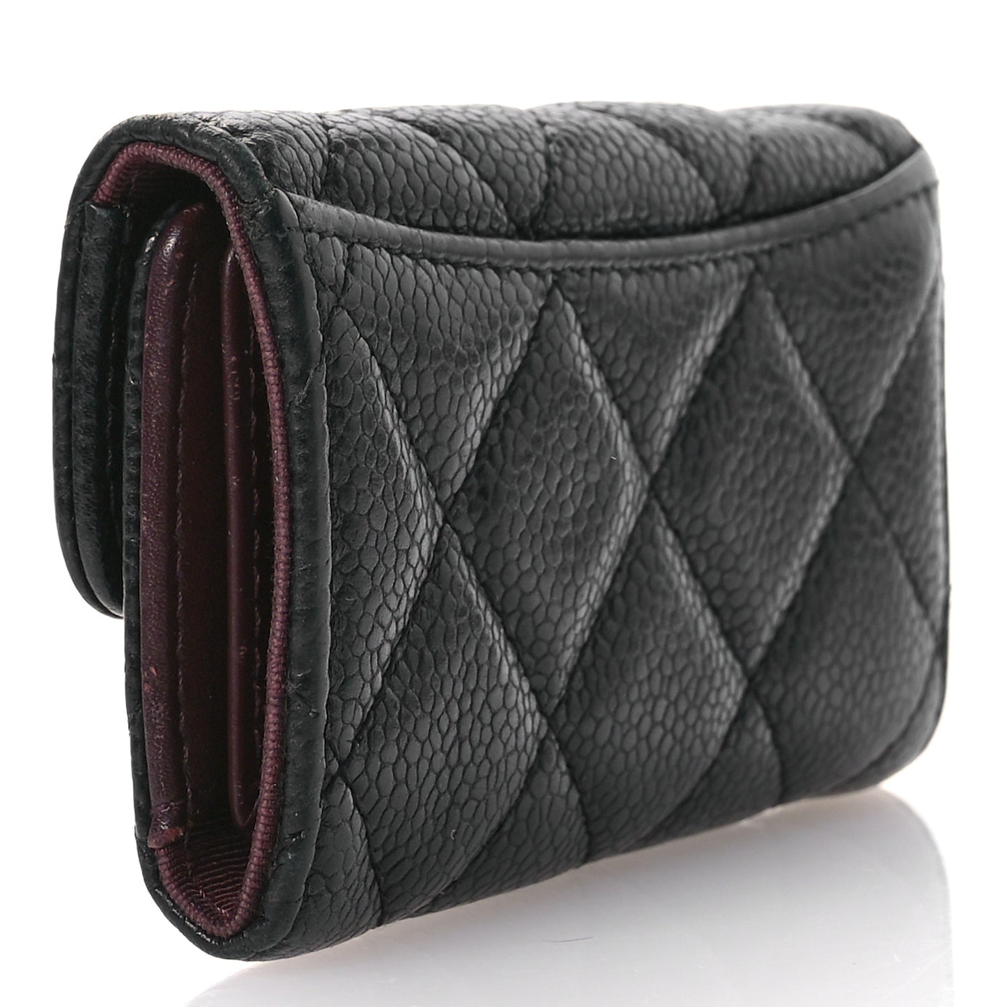Caviar Quilted 6 Key Holder Black