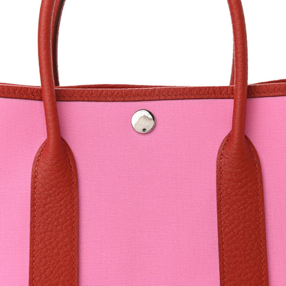 Hermes Toile Militaire Vache Country Garden Party Tote 30 Bubblegum Rouge Duchesse 8 of 11