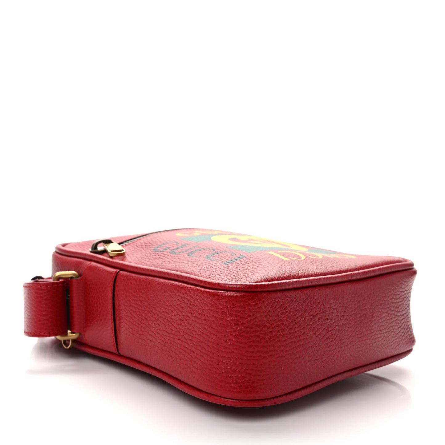 Grained Calfskin Logo Messenger Bag Hibiscus Red