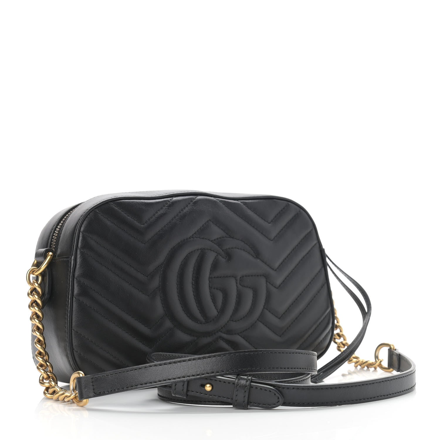 Gucci Calfskin Matelasse Animal Studs Small GG Marmont Chain Shoulder Bag Black 3 of 10