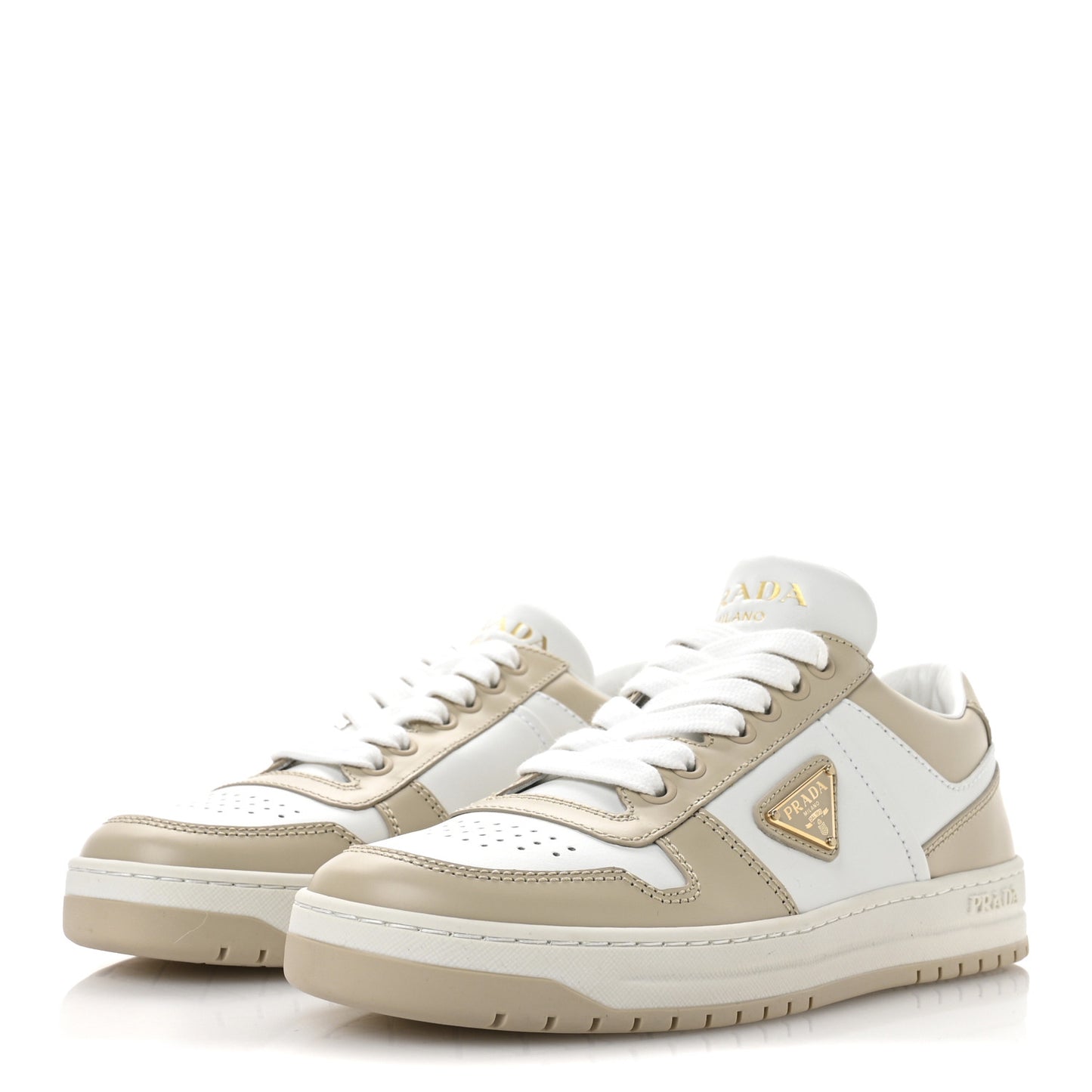 Vitello Sport Spazzolato Rois Triangle Logo Womens Downtown Low Top 30mm Sneakers 36 White Beige