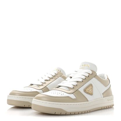Prada Vitello Sport Spazzolato Rois Triangle Logo Womens Downtown Low Top 30mm Sneakers 36 White Beige 4 of 7