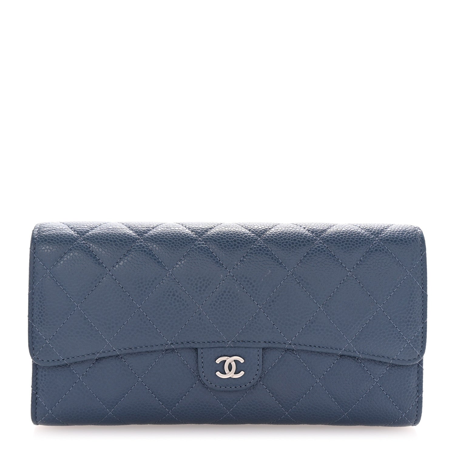 Chanel Caviar Quilted Travel Wallet Blue 1 of 9