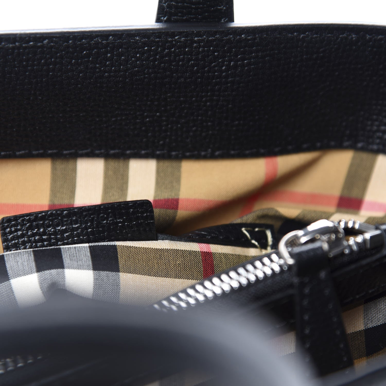Burberry Derby Calfskin House Check Medium Banner Tote Black 10 of 11
