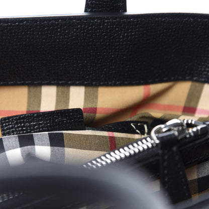 Burberry Derby Calfskin House Check Medium Banner Tote Black 10 of 11