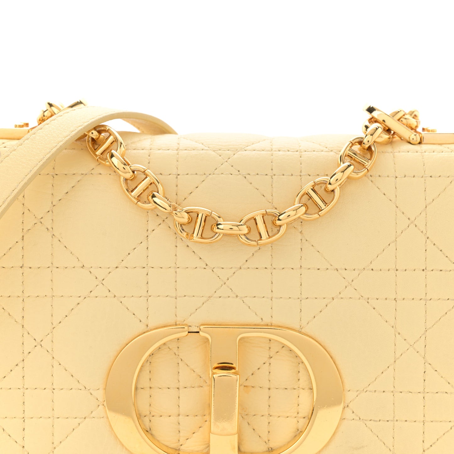 Calfskin Cannage Small Caro Bag Pale Yellow