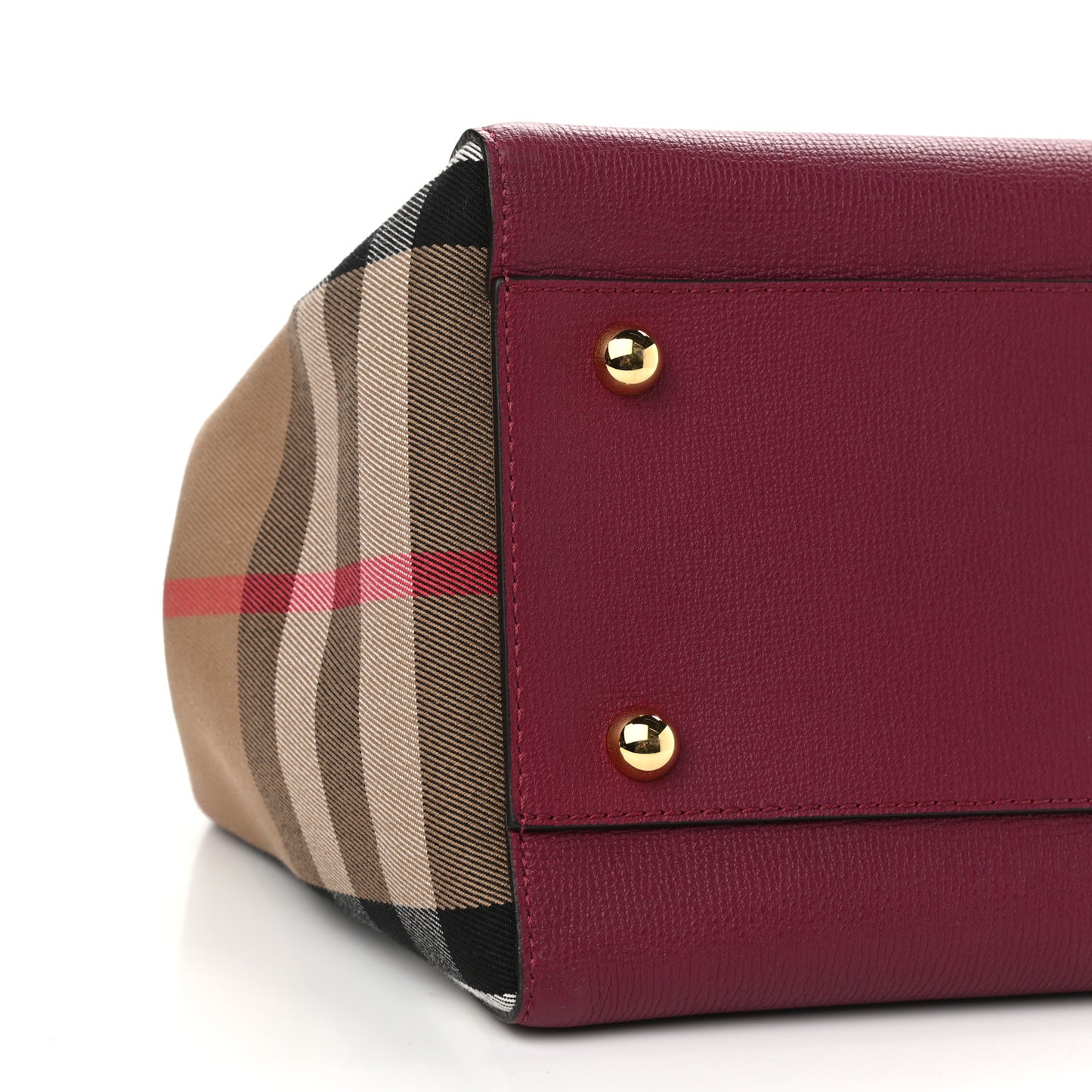 Grainy Calfskin House Check Small Canterbury Tote Berry Pink