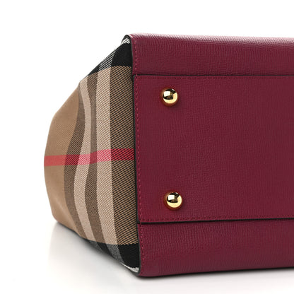 Burberry Grainy Calfskin House Check Small Canterbury Tote Berry Pink 9 of 10