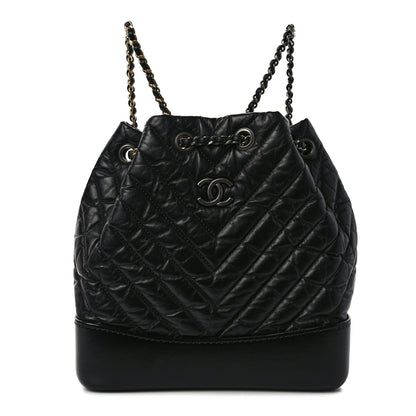 Chanel Aged Calfskin Chevron Quilted Small Gabrielle Backpack Black 1 of 10