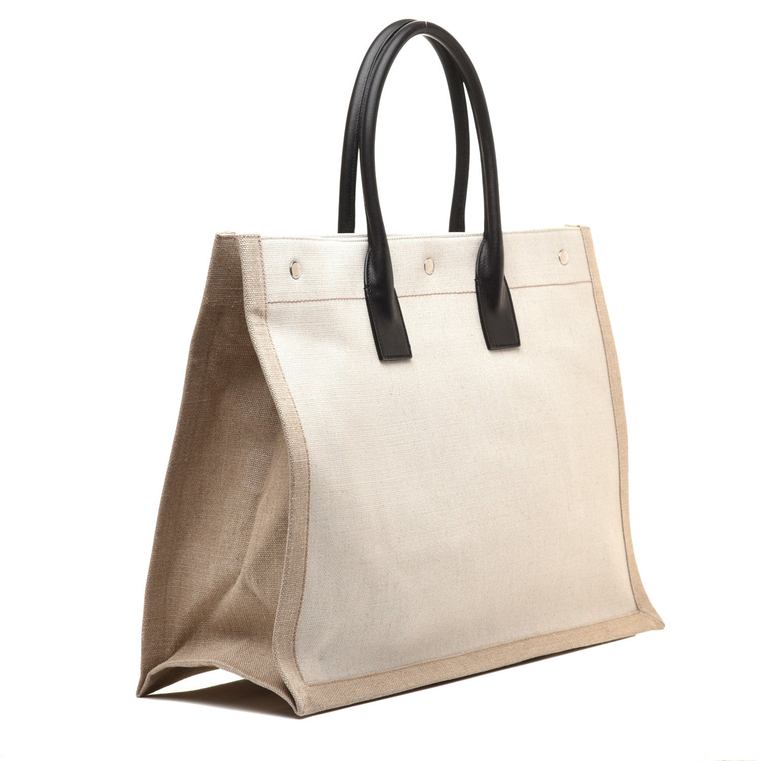 Saint Laurent Linen Calfskin Rive Gauche Tote Optic White 3 of 8