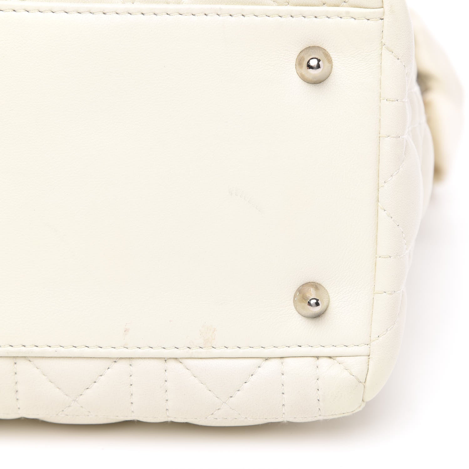 Christian Dior Lambskin Cannage Ruffle Trim Medium Lady Dior Off White 9 of 15