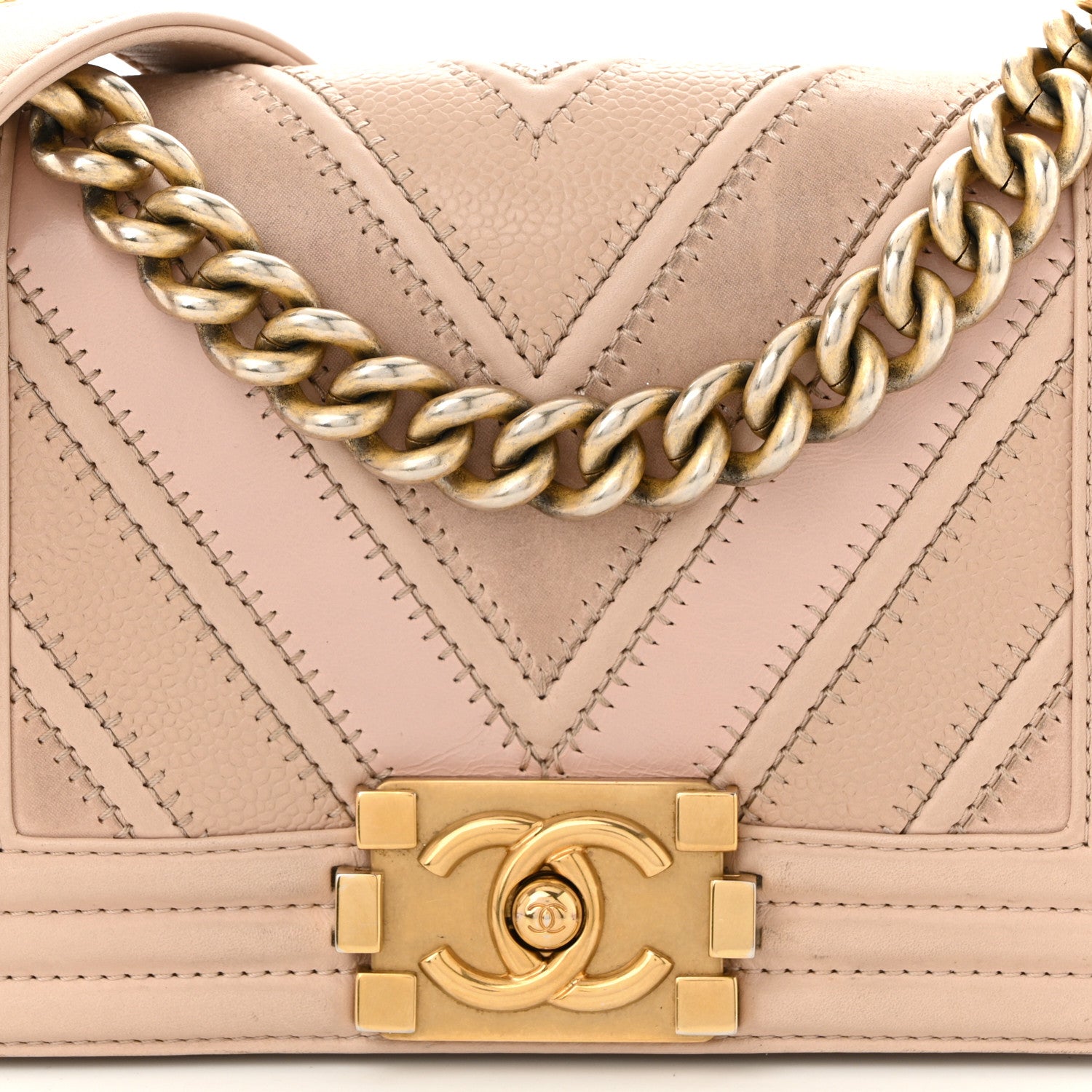 Chanel Caviar Suede Calfskin Chevron Quilted Small Boy Flap Light Pink 7 of 11