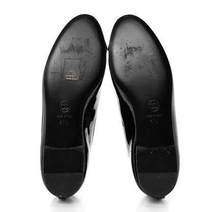Chanel Patent CC Cap Toe Ballerina Flats 37.5 Black 5 of 9