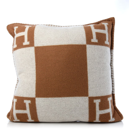 Hermes Wool Cashmere Avalon Pillow PM Ecru Camel 2 of 3