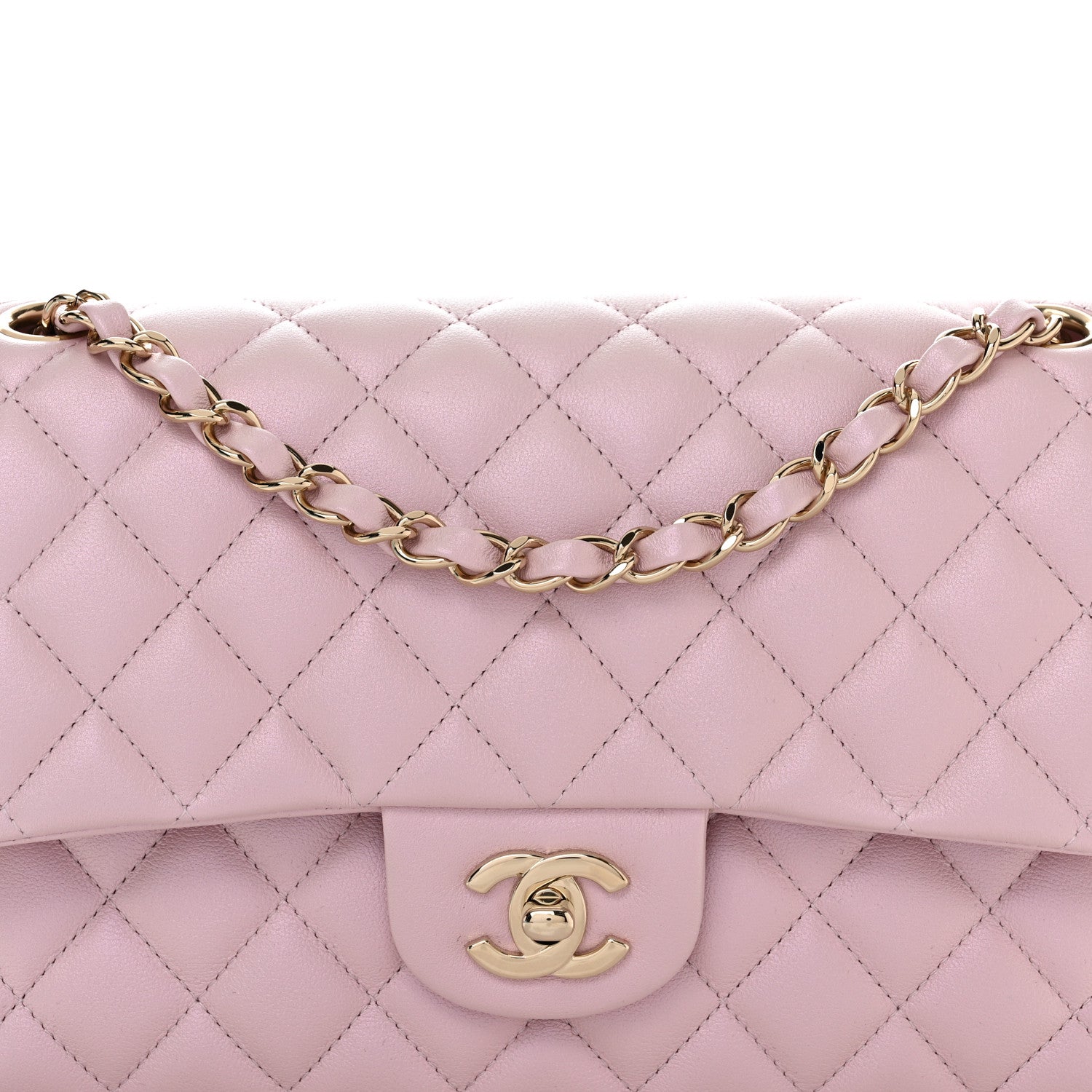 Chanel Iridescent Calfskin Quilted Medium Double Flap Light Pink 8 of 11