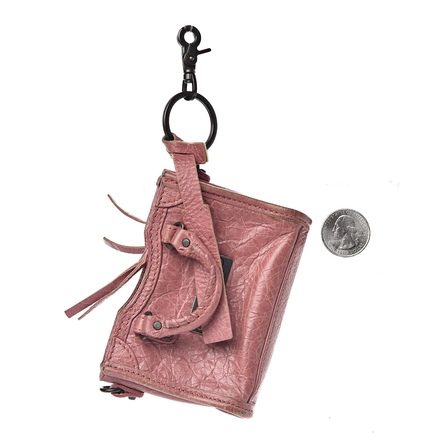 Agneau Classic Hardware Mini City Bag Charm Rose Bruyere