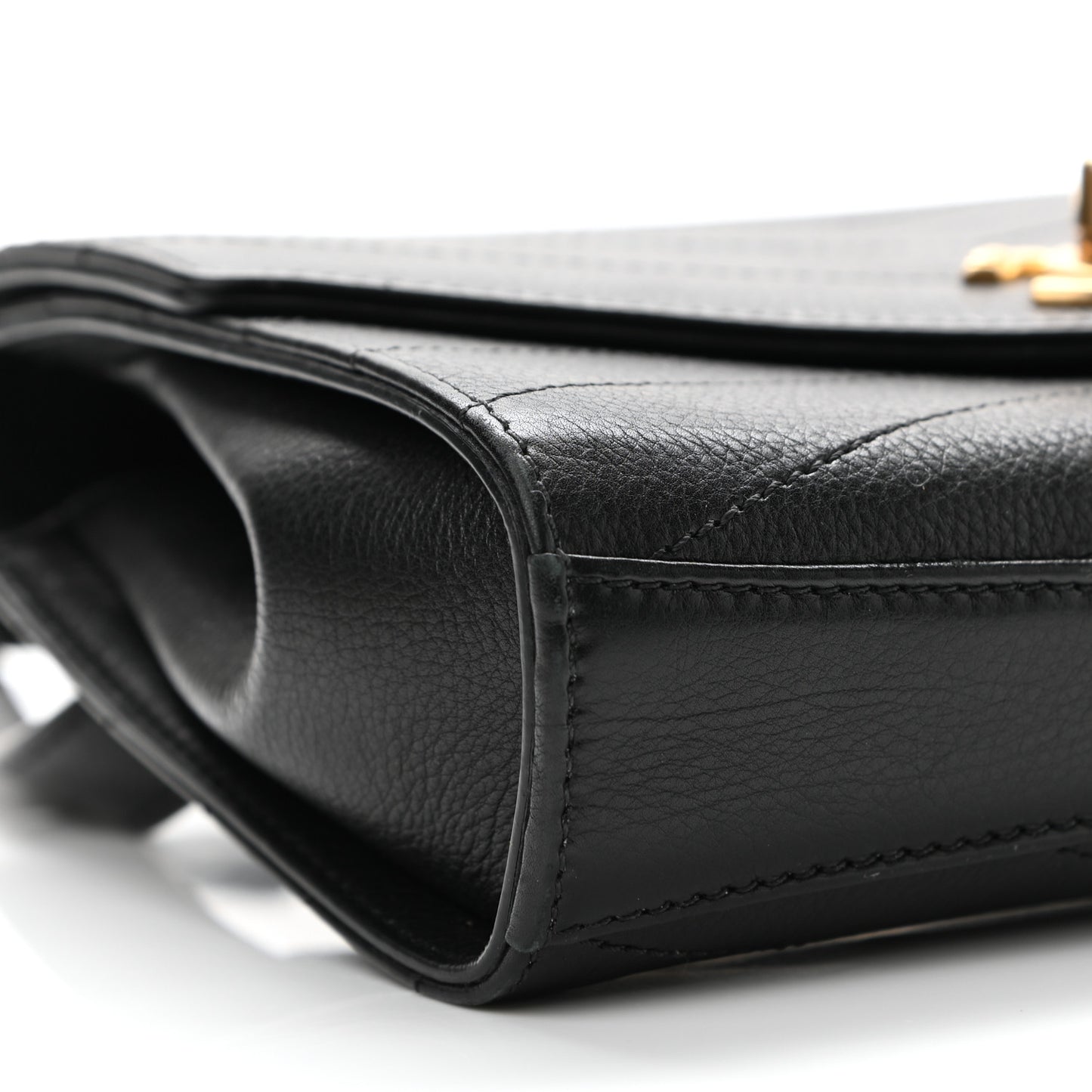 Calfskin Chevron Stitched Coco Waist Bag Black