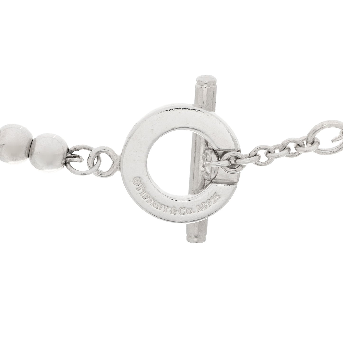 Sterling Silver 4mm Beads Toggle Necklace