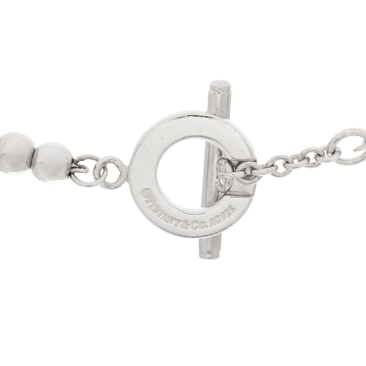 Tiffany Sterling Silver 4mm Beads Toggle Necklace 4 of 4