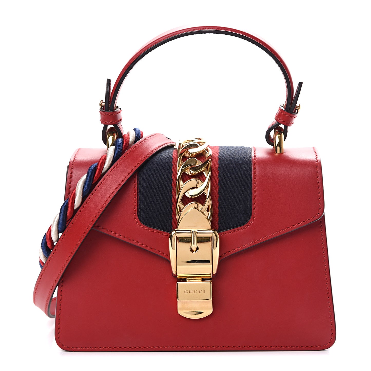 Calfskin Mini Sylvie Top Handle Bag Hibiscus Red