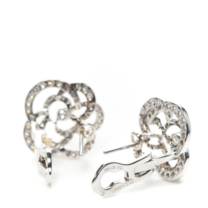 Chanel 18K White Gold Diamond Fil de Camelia Earrings 2 of 3